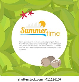  palm leaves frame for your text. Flat style