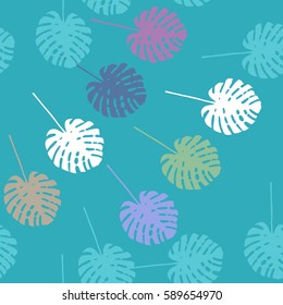 Palm leaves, hawaiian plants, seamless floral tropical pattern, summer background, vector illustration, botanical wallpaper