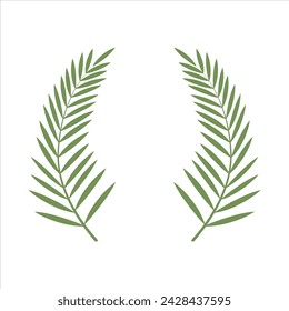 Palm leaves icon. Green color. Easter symbol. The art of minimalism