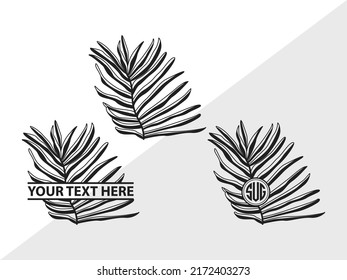 Palm Leaves Monogram SVG Printable Vector Illustration