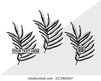 Palm Leaves Monogram SVG Printable Vector Illustration
