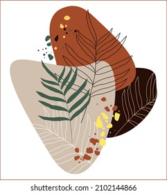 Hojas de palma sobre un fondo de puntos abstractos. Ilustración vectorial, abstracción
