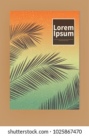 Palm leaves on gradient background. Tropical abstract palm leaves pattern. Branches and leaves of tropical plants. Vector illustration.