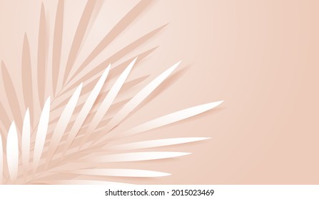 Palm leaves paper on peach background and other leaves pastel colored background. vector design.