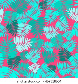 Palm leaves pattern. Floral vector tropical beackground. Primitive palm leaves for wrap.