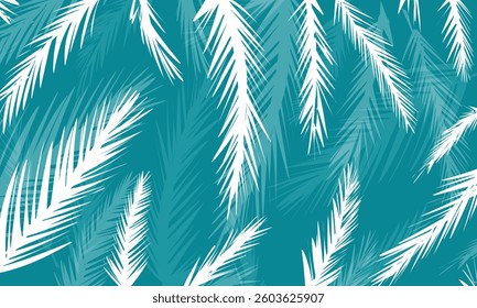 palm leaves pattern on blue background summer theme