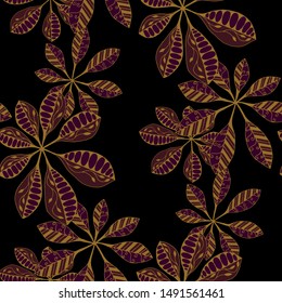 Palm Leaves. Pattern Seamless with Asian Plants.