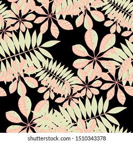 Palm Leaves. Pattern Seamless with Asian Plants