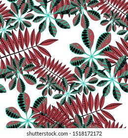 Palm Leaves. Pattern Seamless with Asian Plants