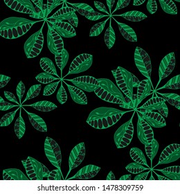 Palm Leaves. Pattern Seamless with Indian Plants.