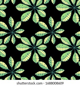 Palm Leaves. Pattern Seamless with Indian Plants.