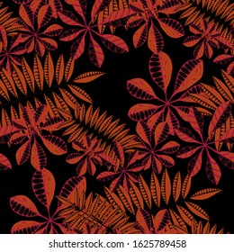 Palm Leaves. Pattern Seamless with Indonesian