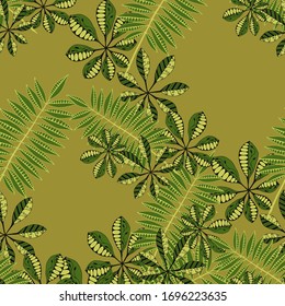 Palm Leaves. Pattern Seamless with Indonesian