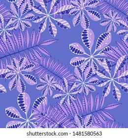 Palm Leaves. Pattern Seamless with Orient Plants