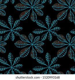 Palm Leaves. Pattern Seamless with Orient Plants.