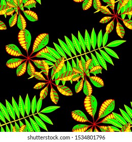 Palm Leaves. Pattern Seamless with Orient Plants