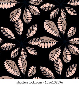 Palm Leaves. Pattern Seamless with Orient Plants.