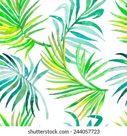 Palm leaves pattern. Seamless tropical pattern. Vector.