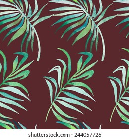 Palm leaves pattern. Seamless tropical pattern. Vector.