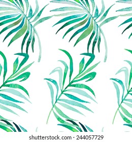 Palm leaves pattern. Seamless tropical pattern. Vector.