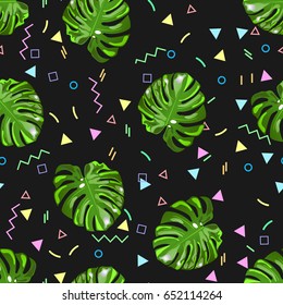 Palm leaves pattern seamless. Vector stock.