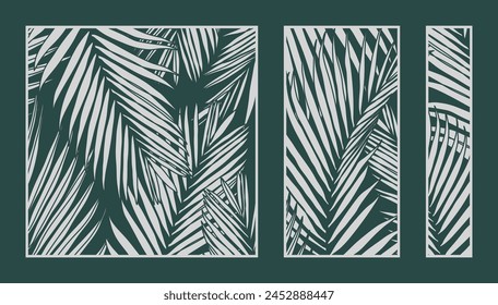 Palm leaves pattern vector collection. Laser cut with line design pattern. Design for wood carving, wall panel decor, metal cutting, wall arts, cover background, wallpaper and banner.