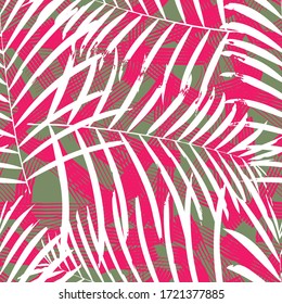Palm Leaves And Pencil Draw Pattern Seamless