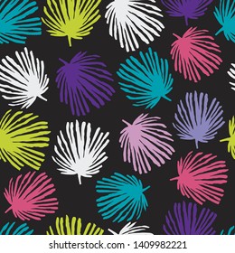 palm leaves print seamless vector pattern for girls. Nature girlish palm leaves print, bright background