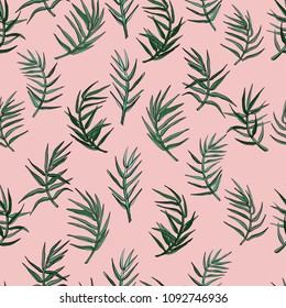 Palm leaves seamless background.