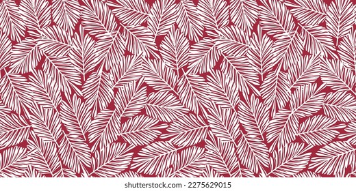 La palma deja un fondo sin fisuras en un color. Ilustración vectorial de material.