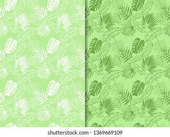 palm leaves seamless floral pattern hand drawn sketch 