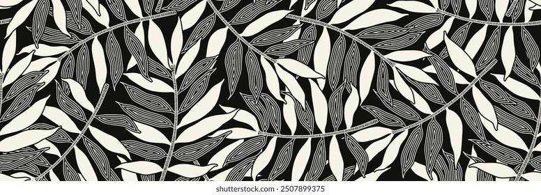 Palm leaves seamless pattern. abstract floral leaf background.