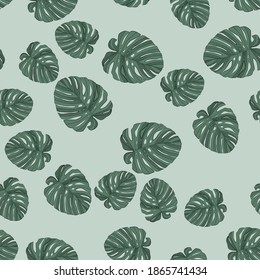 Palm Leaves Seamless Pattern Background. Vector Illustration.