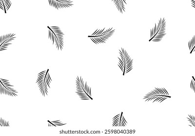 palm leaves seamless pattern. seamless pattern with black palm leaves on white background.