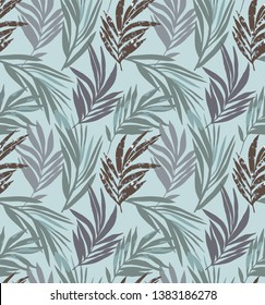Palm leaves seamless pattern with flecked texture