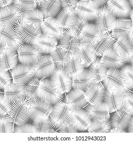 Palm leaves seamless pattern. Gray colors. Stock vector background