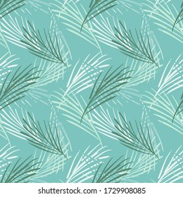 Palm Leaves Seamless Pattern. Hand Drawn Background. 