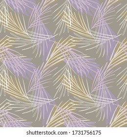 Palm Leaves Seamless Pattern. Hand Drawn Background. 