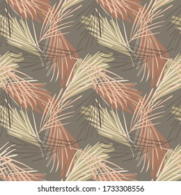 Palm Leaves Seamless Pattern. Hand Drawn Background. 