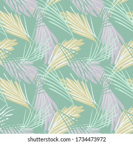 Palm Leaves Seamless Pattern. Hand Drawn Background. 