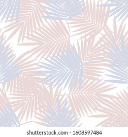 Palm leaves seamless pattern in pastel colors