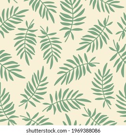 Palm leaves seamless pattern. Summer tropical vector background