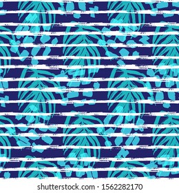 Palm Leaves Seamless Pattern Texture .Fashion Print
