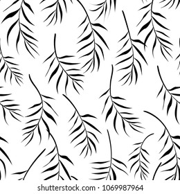 Palm leaves. Seamless pattern. Tropical background.