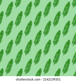 Palm hinterlässt nahtloses Muster. Tropischer Zweig im Gravierstil. Handgezeichnete Textur für Gewebe, Tapeten, Textilien, Druck, Packpapier. Vektorgrafik.