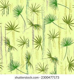 palm leaves seamless pattern. Tropical background with date leaves, palms