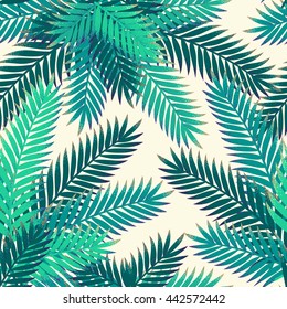 Palm leaves seamless pattern. Tropical background. Retro vector illustration