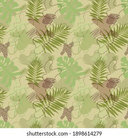palm leaves seamless pattern vector