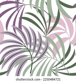 Palm leaves seamless pattern vector. Abstract branches tropical floral backdrop. Exotic leaf plant illustration. Wallpaper, background, fabric, textile, print, wrapping paper or package design.