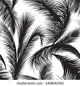 Palm leaves seamless pattern.Tropical floral background. Flourish garden leaf line art backdrop